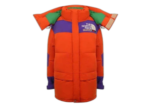 Gucci x The North Face Long Down Jacket Orange/Purple/Green