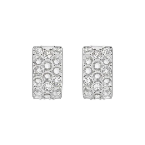 Balenciaga 3D Print Hoop Earrings 'Shiny Silver/Crystal'