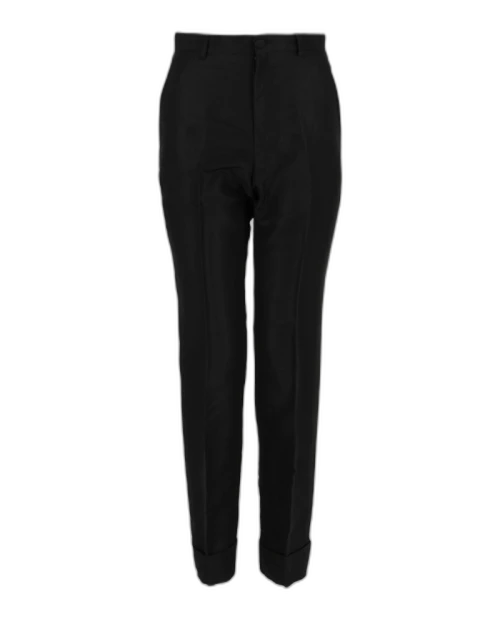 Gucci Silk Cuffed Trousers Black