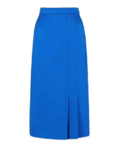 Gucci Silk Pleated Midi Skirt Blue