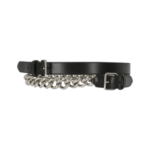 Alexander McQueen Double Belt with Chain Black