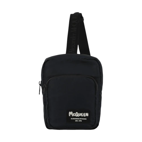 Alexander McQueen Logo Crossbody Camera Bag Black White