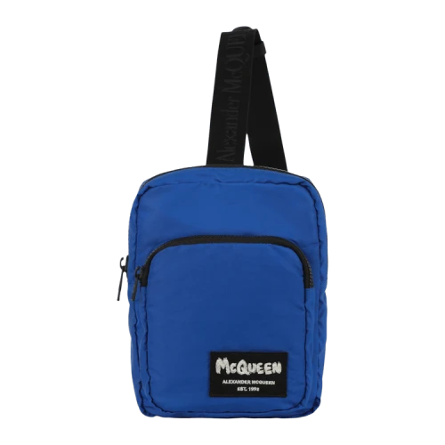 Alexander McQueen Logo Crossbody Camera Bag Blue Black