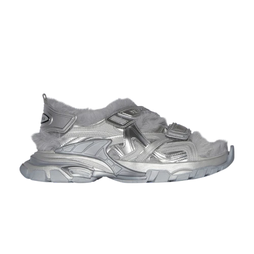 Balenciaga Track Sandal 'Fake Fur - Silver'