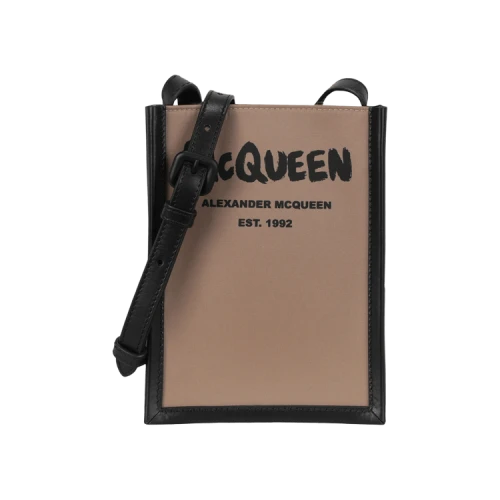 Alexander McQueen Graffiti Edge Mini Crossbody Beige Black