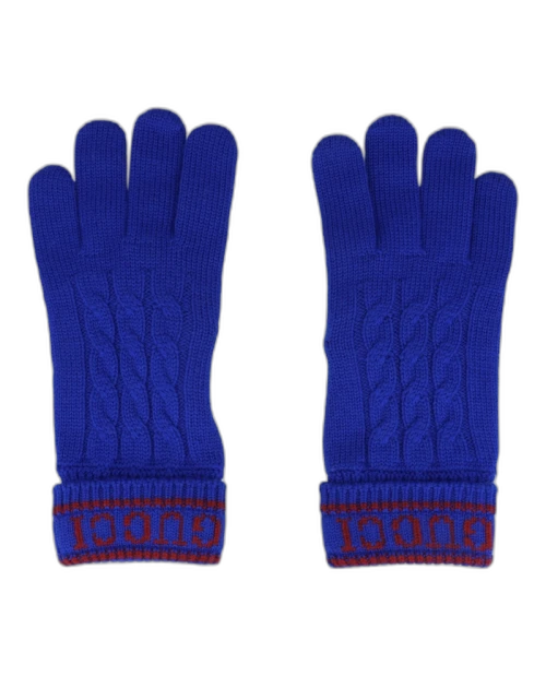 Gucci Logo Wool Gloves Medium Blue
