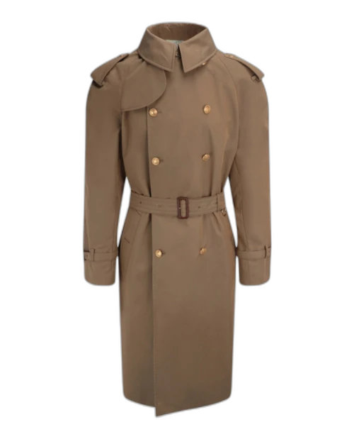 Gucci Washed Gabardine Trench Coat Brown