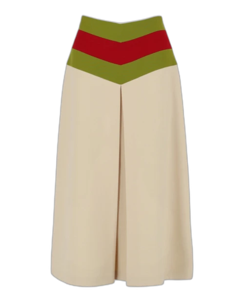 Gucci Chevron Vintage Web Stripe Skirt White