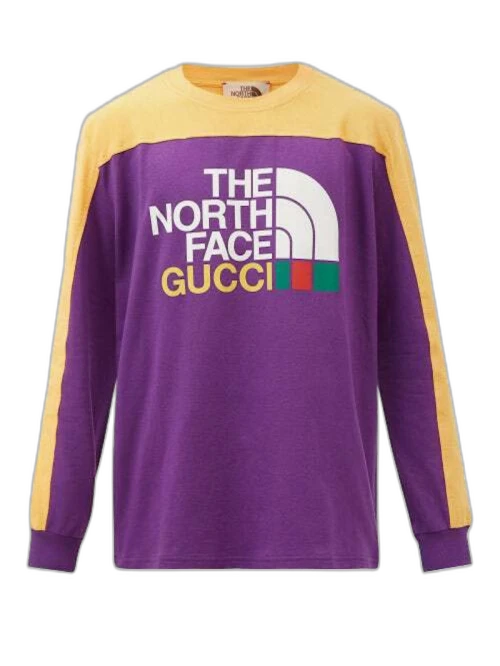 Gucci x The North Face Long Sleeve T Shirt Purple/Yellow