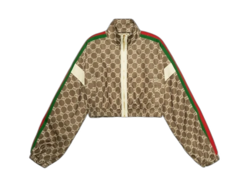 Gucci Interlocking G Zipper Jacket (Women's) Olive Green/Ivory