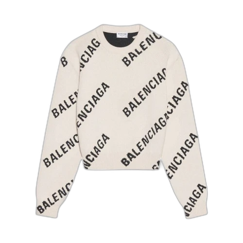 Balenciaga Allover Logo Crewneck 'Chalky White/Black'