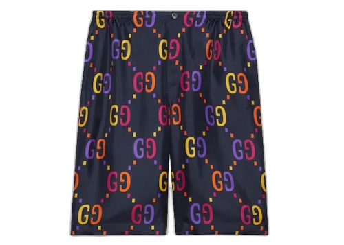 Gucci Jumbo GG Silk Shorts Dark Blue Multi