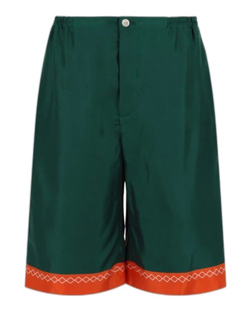 Gucci Colorblock Silk Shorts Green