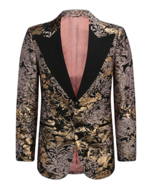 Gucci Chrysanthemums Lurex Jacquard Blazer Grey