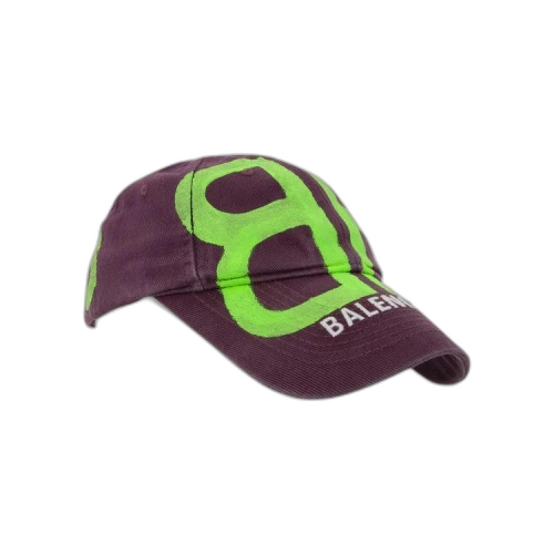 Balenciaga Bb Sprayed Cap 'Grape/Fluo Green'