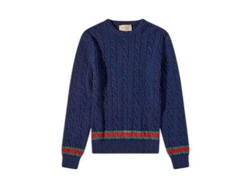 Gucci Striped Cable-knit Sweater Ink