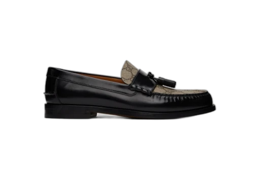 Gucci Tassel GG Canvas Loafers Black Ebony