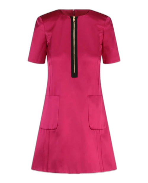 Gucci Short Sleeve Satin Cocktail Dress Pink