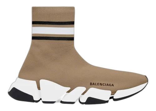 Balenciaga Speed 2.0 Recycled Knit Beige Stripes