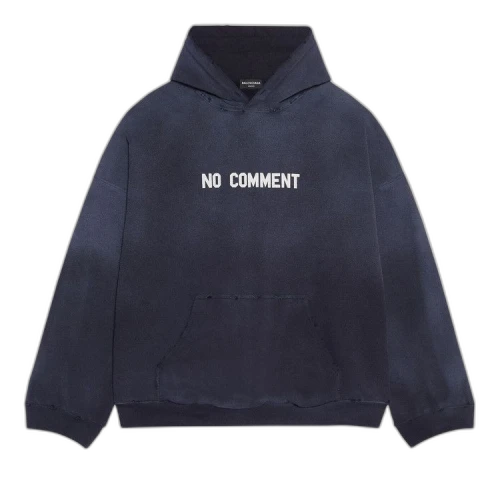 Balenciaga No Comment Hoodie Wide Fit 'Navy Blue'