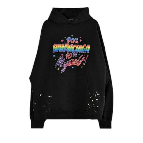 Balenciaga Wide Fit Hoodie Washed Black