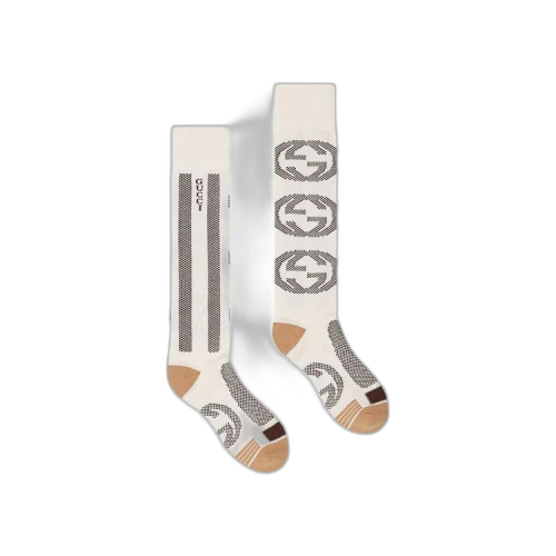 Gucci Interlocking G Stripe Socks 'White/Beige'
