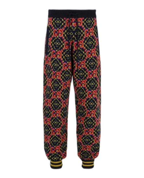 Gucci GG Jacquard Knitted Joggers Blue
