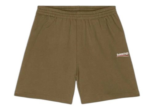 Balenciaga Political Campaign Large Fit Sweat Shorts Khaki/White/Red
