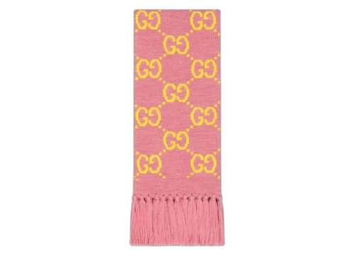 Gucci GG Wool Jacquard Scarf Pink