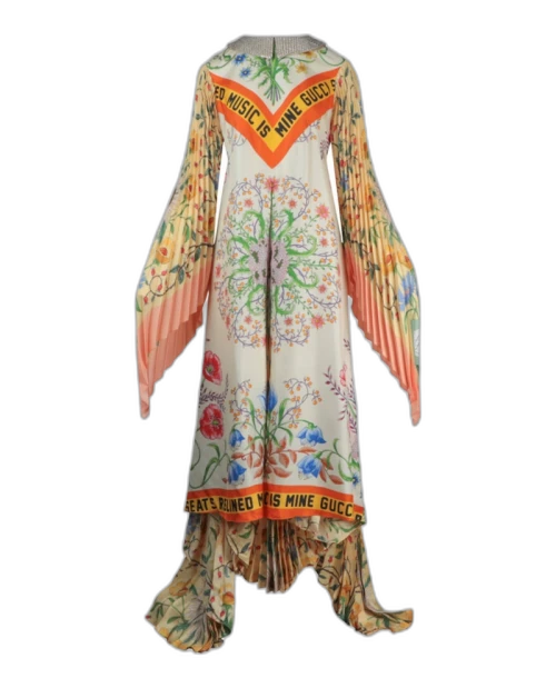 Gucci Silk Embellished Floral Dress Multi