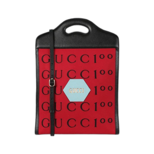 Gucci Aria 100th Anniversary Embroidered Tote Red