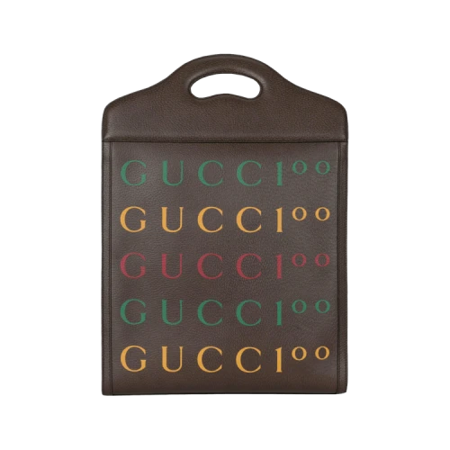 Gucci Aria 100th Printed Anniversary Tote Brown