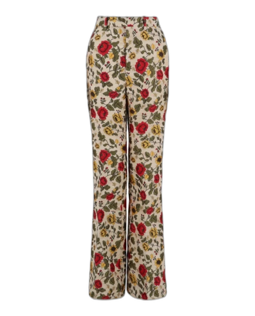 Gucci Floral Patterned Boot Cut Pants Multi