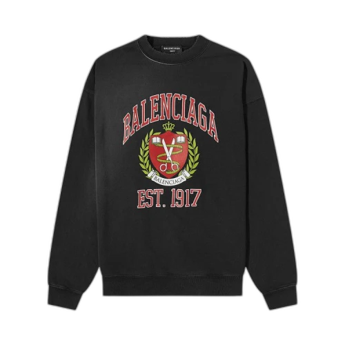 Balenciaga College Logo Crewneck 'Black/Red'