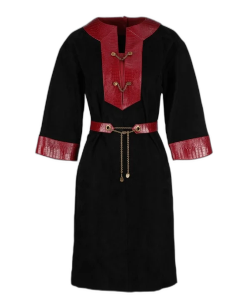 Gucci Belted Suede Dress Black