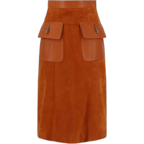 Gucci Suede A-Line Skirt Orange