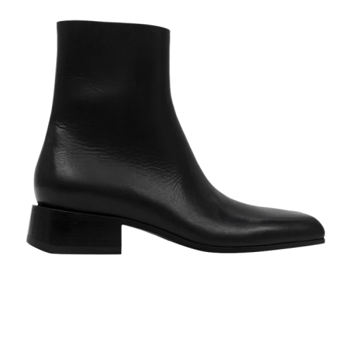 Balenciaga Square Toe Leather Ankle Boot 'Black'