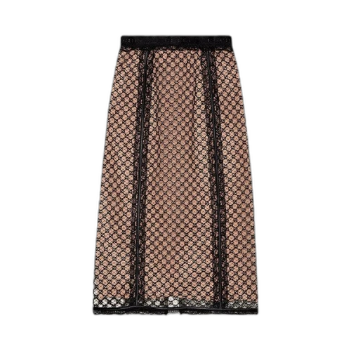 Gucci GG Net Skirt With Lace Trims 'Black'