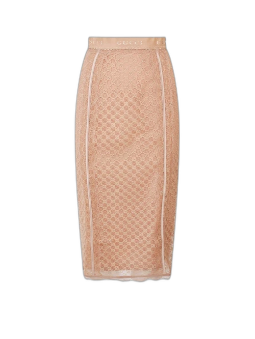 Gucci Woman GG Mesh Skirt Beige