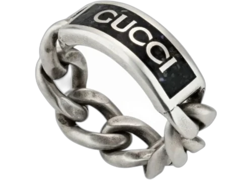 Gucci Enamel Ring Silver/Black
