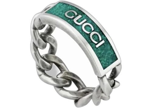 Gucci Enamel Ring Teal/Black