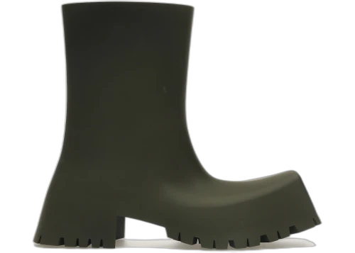Balenciaga Trooper Rubber Boot Dark Green