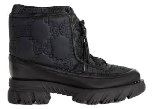 Gucci GG Lace Up Ankle Boot Black