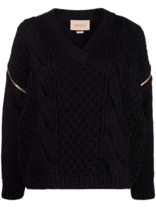 Gucci Detachable Sleeves Knit Sweatshirt Black