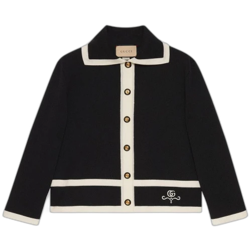 Gucci Contrast Trim Jacket 'Black/Ivory'