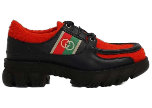 Gucci Interlocking G Lace-Up Derbys Red Black