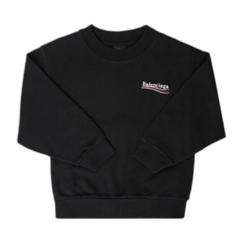 Balenciaga Kids Wave Back Logo Sweatshirt 'Black/White'