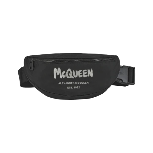 Alexander McQueen Graffiti Logo Belt Bag Black White