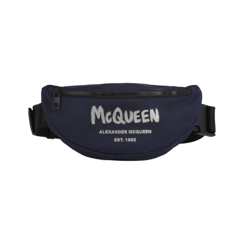 Alexander McQueen Graffiti Logo Belt Bag 'Navy White'