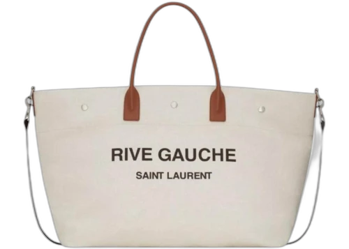 Saint Laurent Rive Gauche Maxi Tote Cream/Brown
